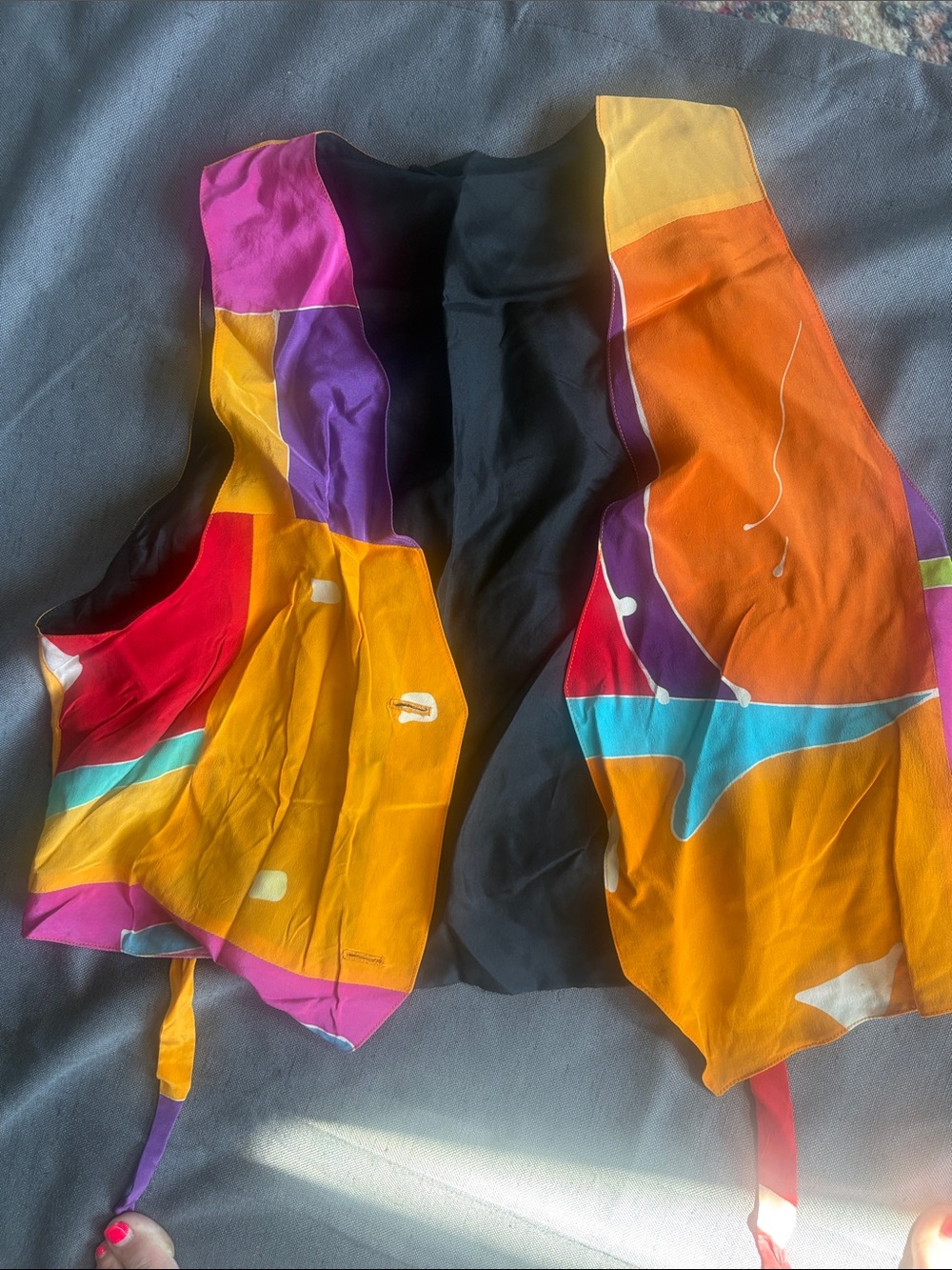 Colorblock Silk-Look Kids Vest - Vibrant Multi